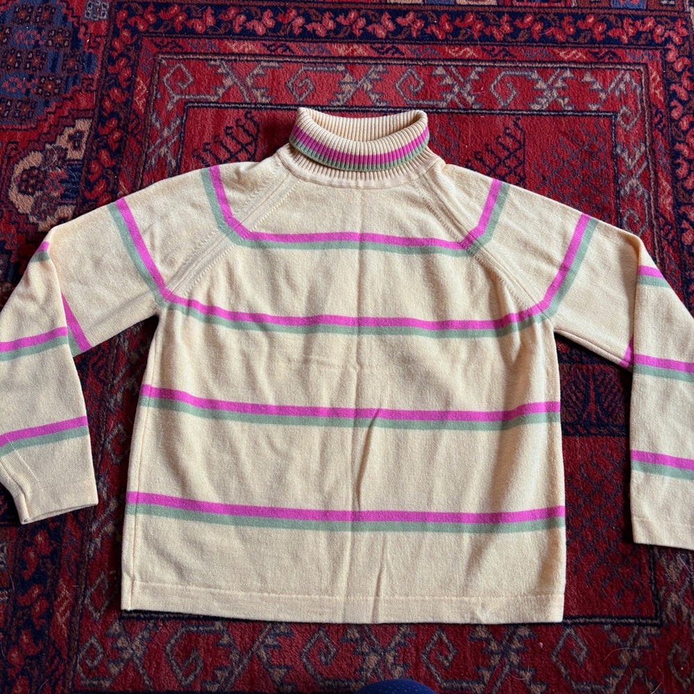 Vintage Pendleton Yellow Striped Virgin Wool Turtleneck Sweater